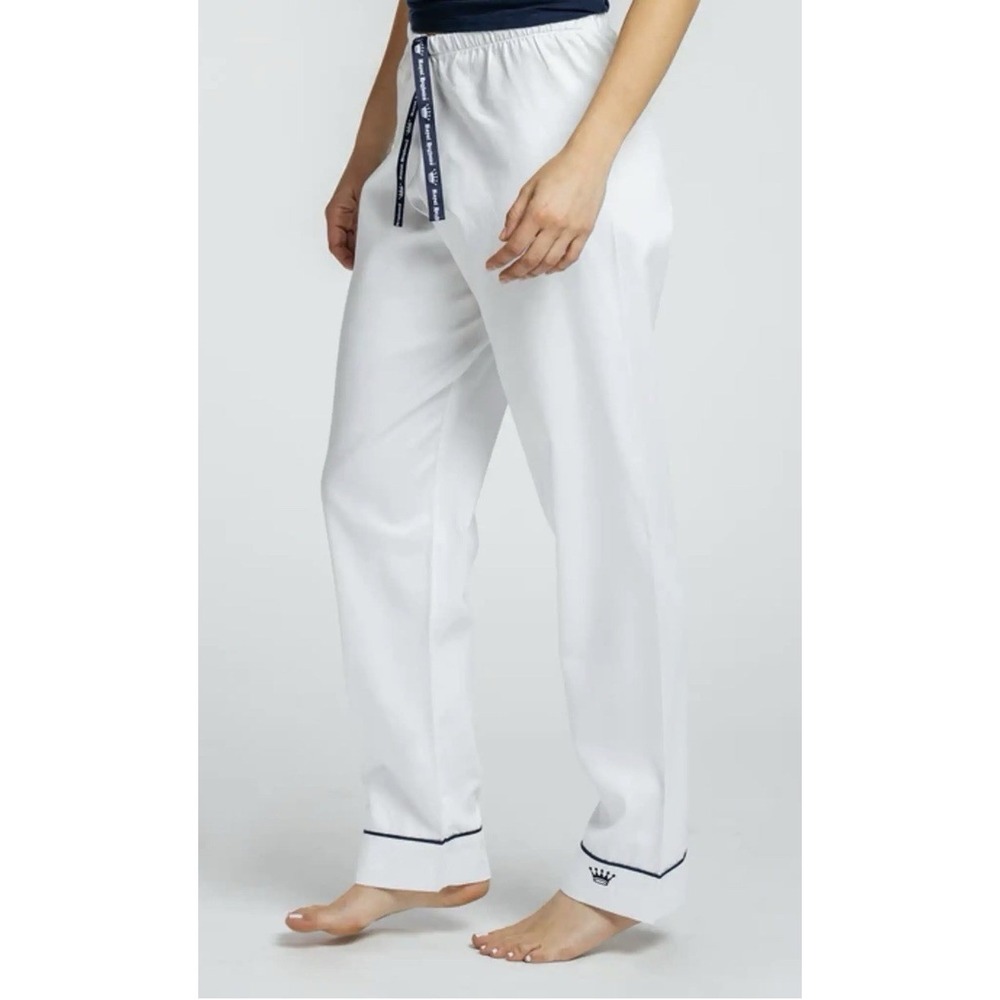 Royal Highnies Lounge Pant White Blue Piping Size Large Pima Cotton PJ Bottom